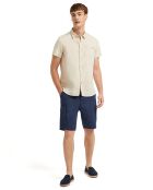 Chemise en Lin mélangé S-S Block Label écrue