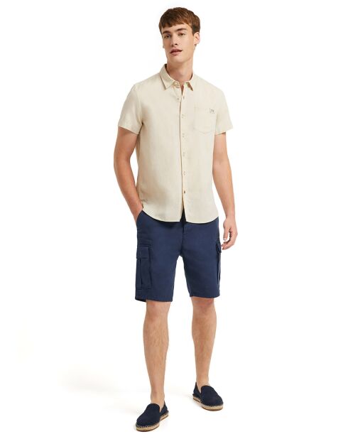 Chemise en Lin mélangé S-S Block Label écrue