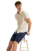 Chemise en Lin mélangé S-S Block Label écrue