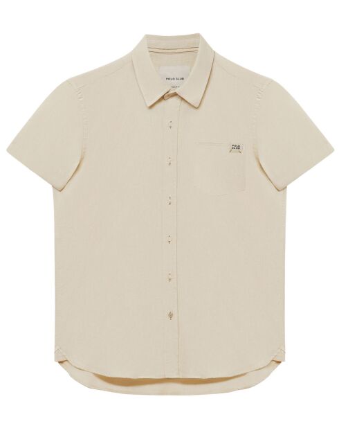 Chemise en Lin mélangé S-S Block Label écrue