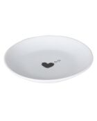 4 Assiettes dessert en porcelaine blanc/noir - 10x10x2 cm