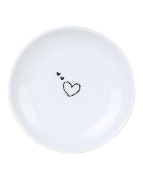 4 Assiettes dessert en porcelaine blanc/noir - 10x10x2 cm
