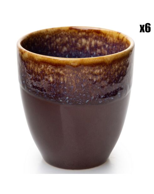 6 Mugs plum - 8x8x10 cm
