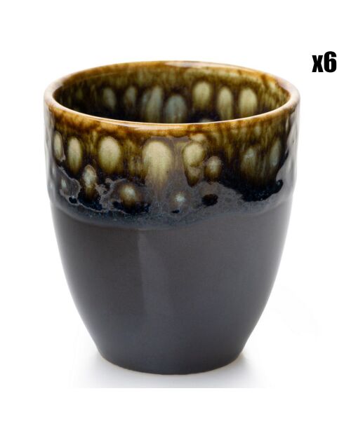 6 Mugs noirs - 8x8x10 cm