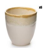 6 Mugs crème - 8x8x10 cm