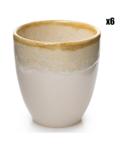 6 Mugs crème - 8x8x10 cm