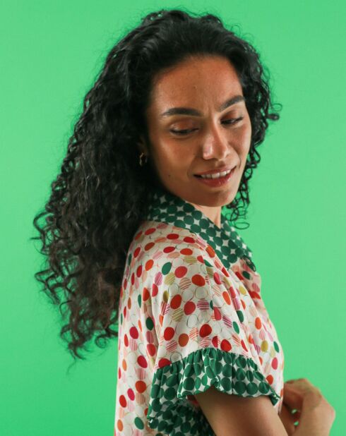 Camicia Carlie Round rossa/multicolor