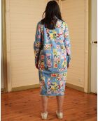 Rechi Collage blaues Hemdkleid