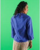 Marineblaues Hemd Tinga aus Leinen und Baumwolle