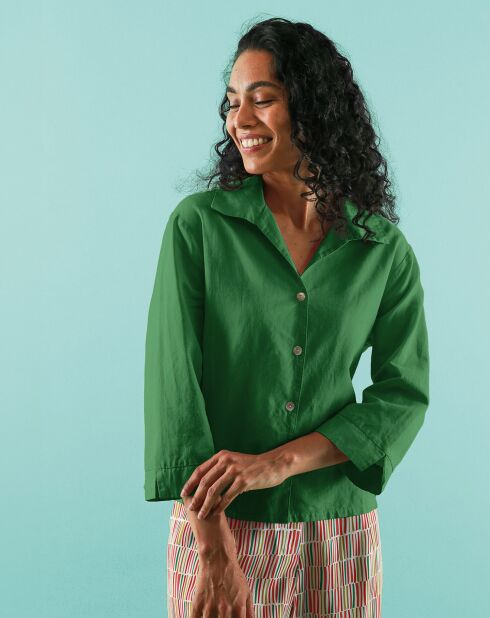 Camisa de lino y algodón Green Tinga