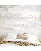 Fresque Envolée Terre de Sienne Fond Grisaille - 150x305 cm