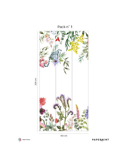 Fresque Lewis Blanc Platine - 150x305 cm