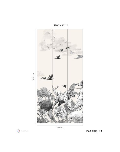 Fresque Noé Monochrome Dark Grey - 150x305 cm