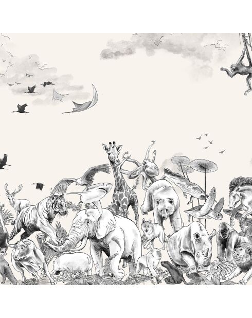 Fresque Noé Monochrome Dark Grey - 150x305 cm