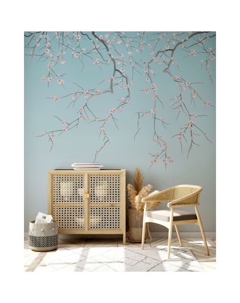 Fresque Sakura Bleu Ciel - 150x305 cm