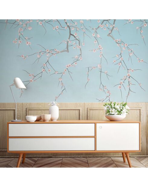 Fresque Sakura Bleu Ciel - 150x305 cm