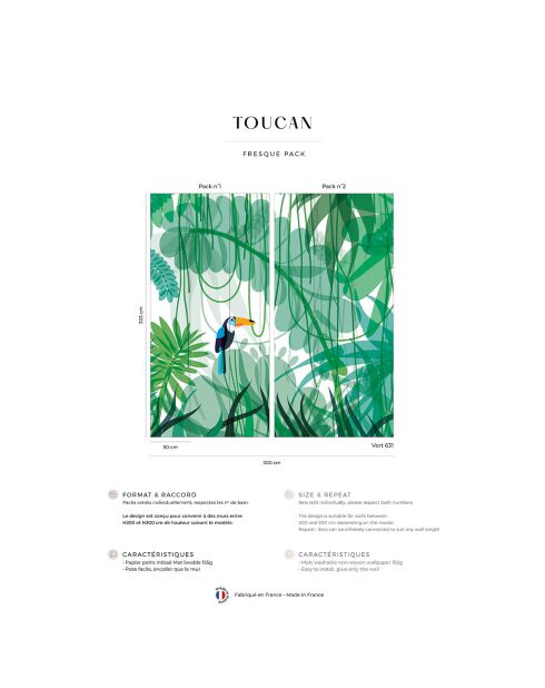 Fresque Toucan Vert - 150x305 cm