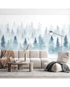 Fresque Winter Forest Bleu Neige - 150x305 cm