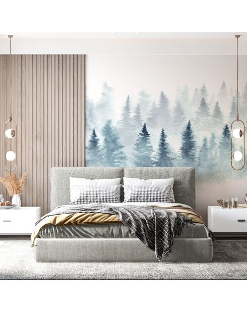 Fresque Winter Forest Bleu Neige - 150x305 cm