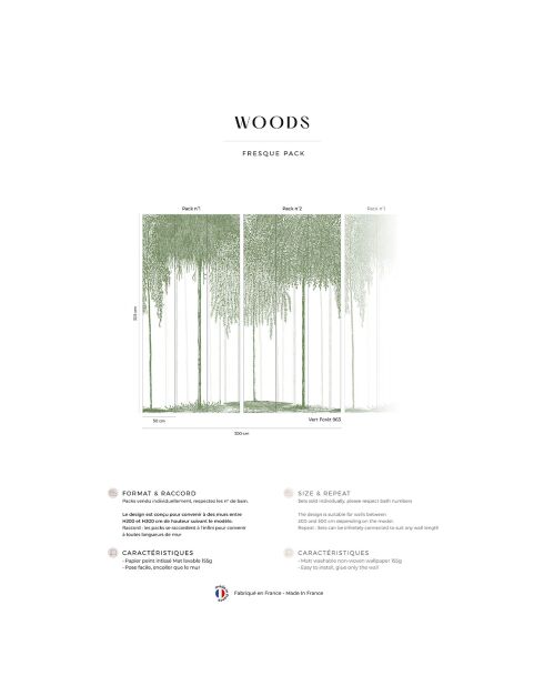 Fresque Woods Vert Forêt - 150x305 cm