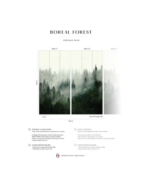 Fresque Boreal Forest Vert de Chypre - 150x305 cm