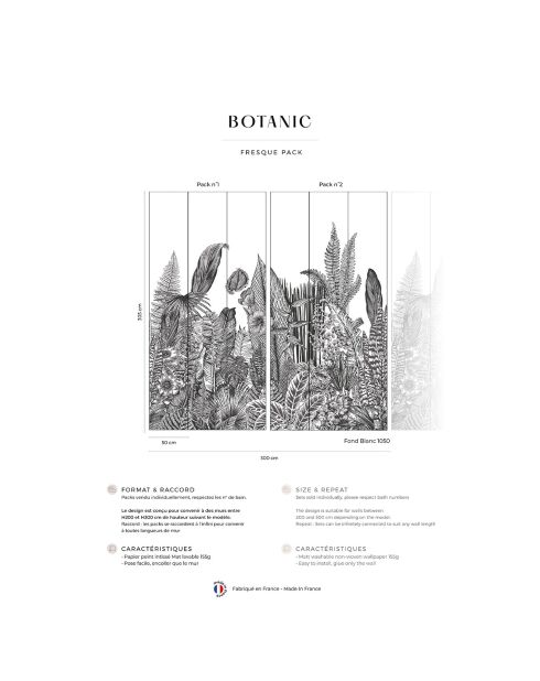 Fresque Botanic  Charbon - 150x305 cm