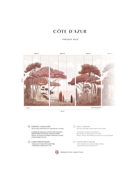 Fresque Côte d'Azur Ocre Rouge - 150x305 cm