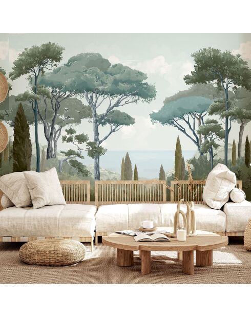 Fresque Côte d'Azur Vert de Gris - 150x305 cm