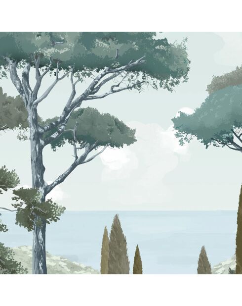 Fresque Côte d'Azur Vert de Gris - 150x305 cm