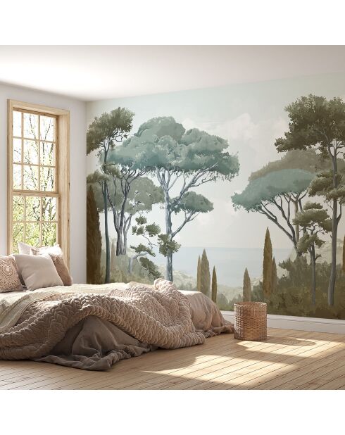 Fresque Côte d'Azur Vert de Gris - 150x305 cm