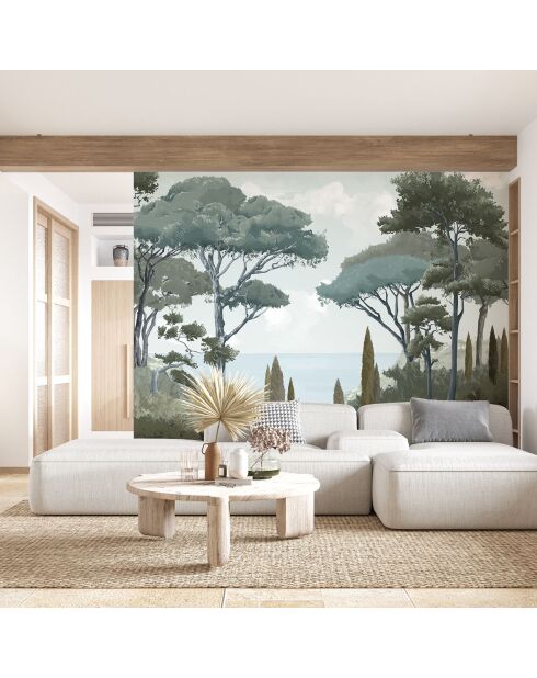 Fresque Côte d'Azur Vert de Gris - 150x305 cm