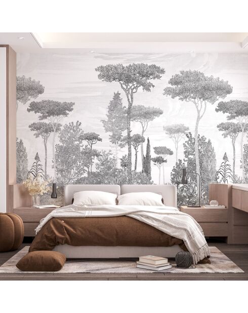 Fresque Forêt de pins Forêt de pins Grigio Umbro - 150x305 cm