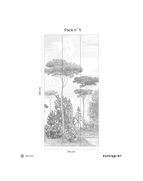 Fresque Forêt de pins Forêt de pins Grigio Umbro - 150x305 cm