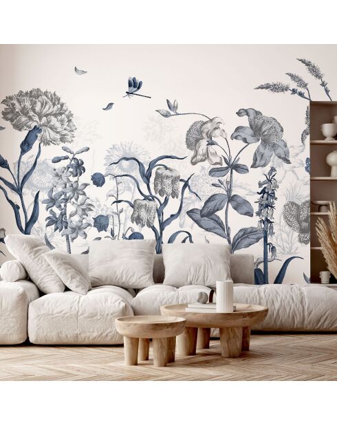 Fresque Jardin Anglais Bleu Givré - 150x305 cm