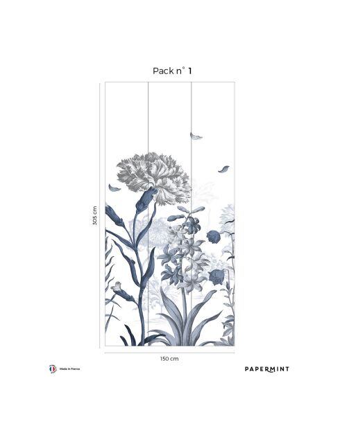 Fresque Jardin Anglais Bleu Givré - 150x305 cm