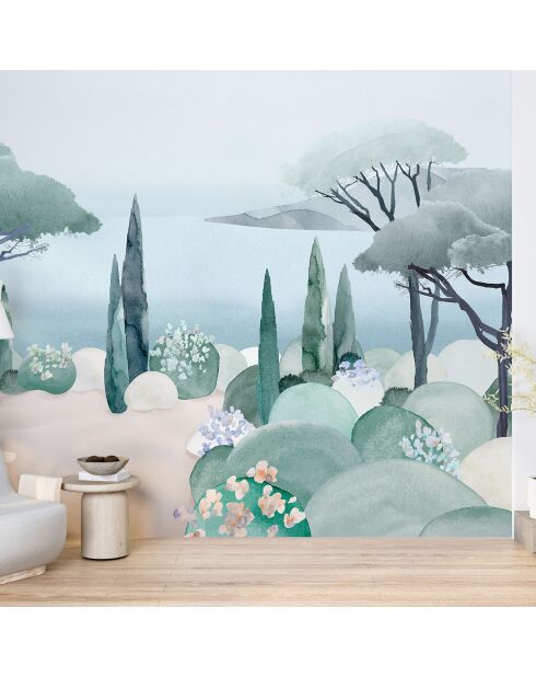 Fresque La Mer Bleu Lagon - 150x305 cm