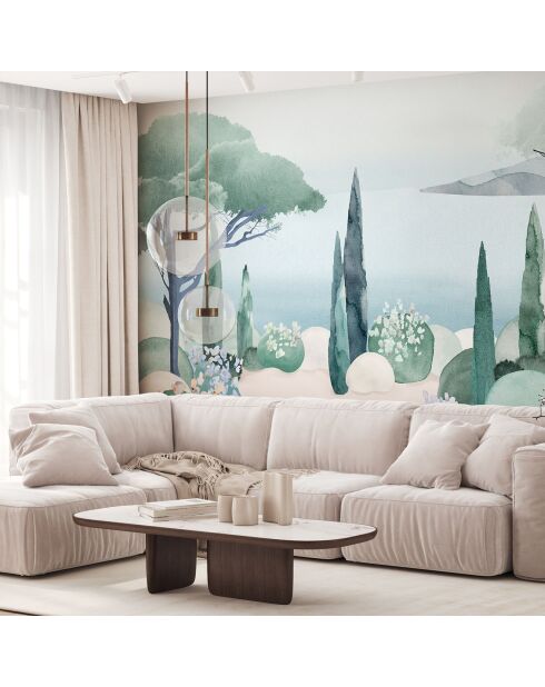 Fresque La Mer Bleu Lagon - 150x305 cm