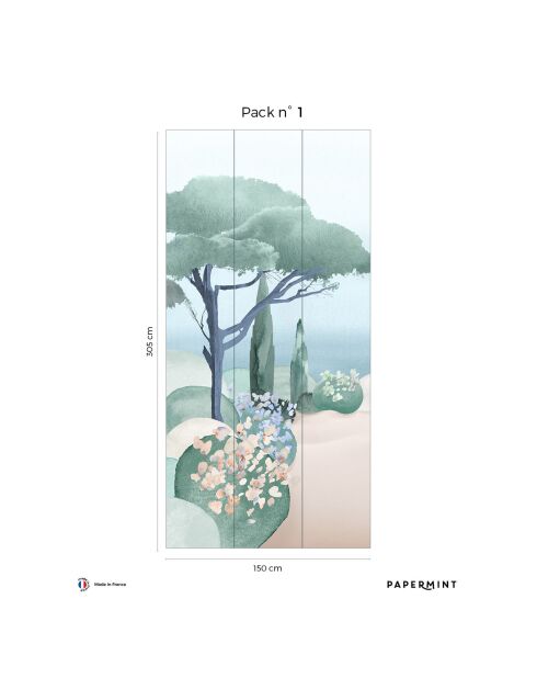 Fresque La Mer Bleu Lagon - 150x305 cm