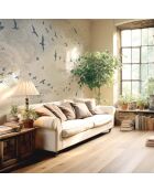 Fresque Les Oiseaux Blue Woad - 150x305 cm