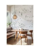 Fresque Les Oiseaux vert de gris - 150x305 cm