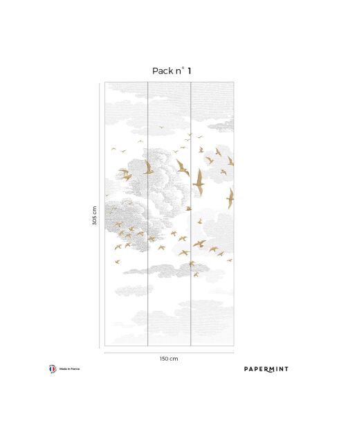 Fresque Les Oiseaux Yellow ochre - 150x305 cm