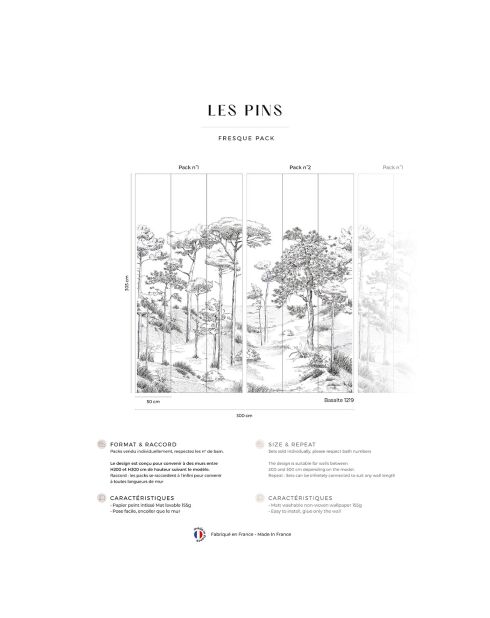 Fresque Les Pins Basalte - 150x305 cm