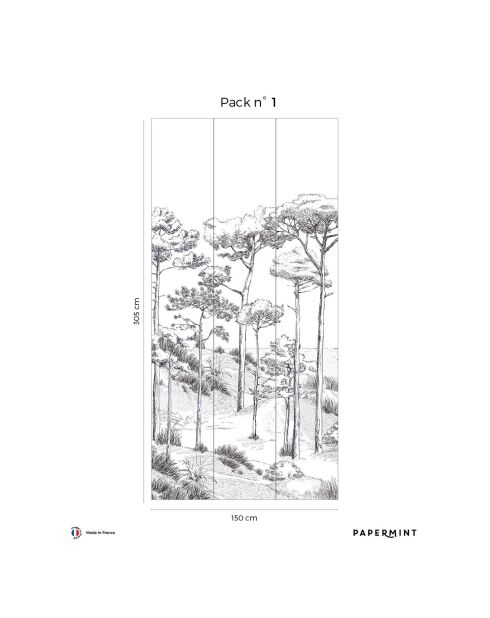 Fresque Les Pins Basalte - 150x305 cm