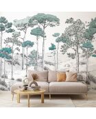 Fresque Les Pins Vert - 150x305 cm