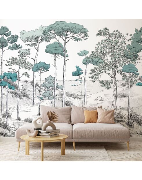 Fresque Les Pins Vert - 150x305 cm