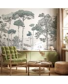 Fresque Les Pins Vert - 150x305 cm