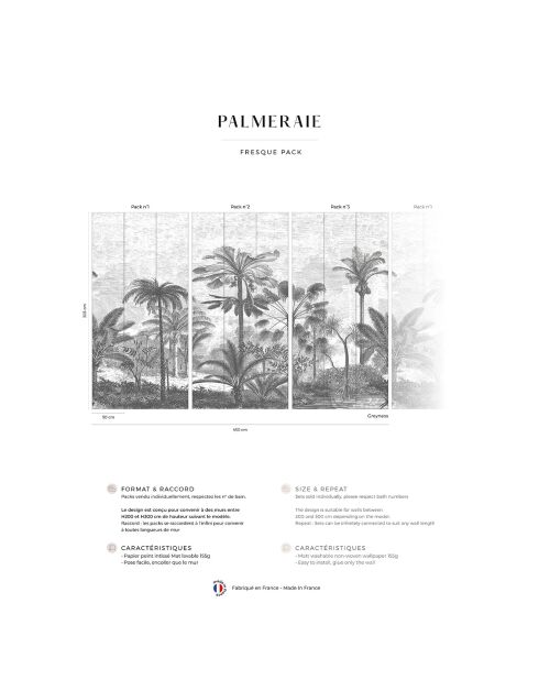 Fresque Palmeraie Greyness - 150x305 cm