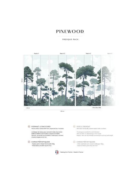 Fresque Pinewood Pine Blue - 150x305 cm