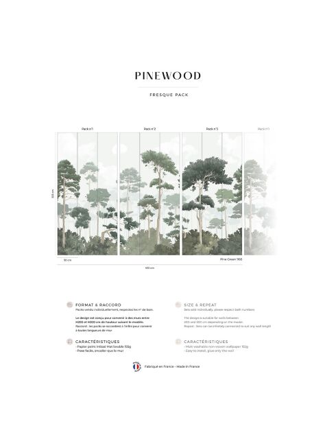 Fresque Pinewood Pine Green - 150x305 cm