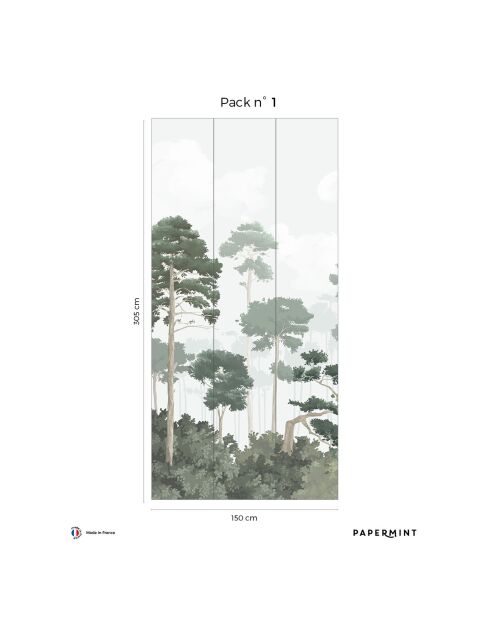 Fresque Pinewood Pine Green - 150x305 cm